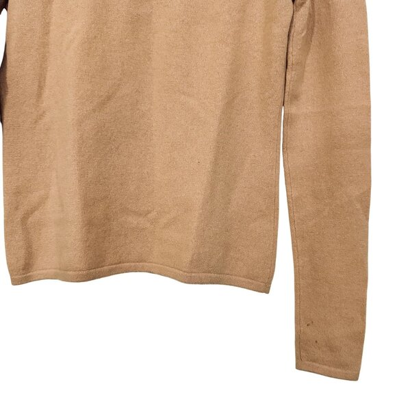 Henri Bendel Classic Womens Cashmere Tan Turtleneck Knit Long Sleeve Sweater S - Picture 3 of 7